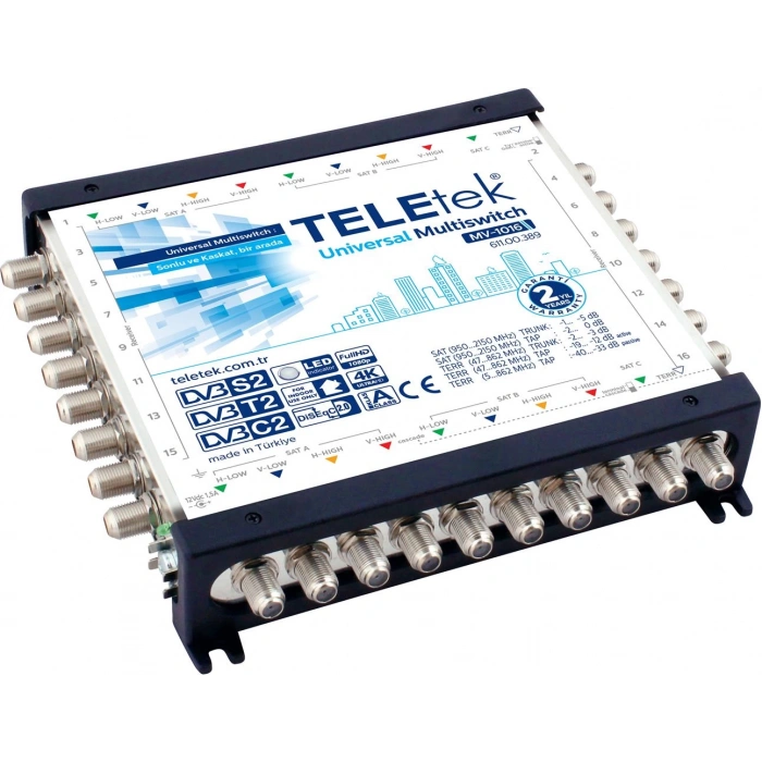 TELETEK 16 Çıkışlı Üniversal Multi Switch Hybrid Uydu Santrali Sonlu & Kaskatlı Kullanılabilir