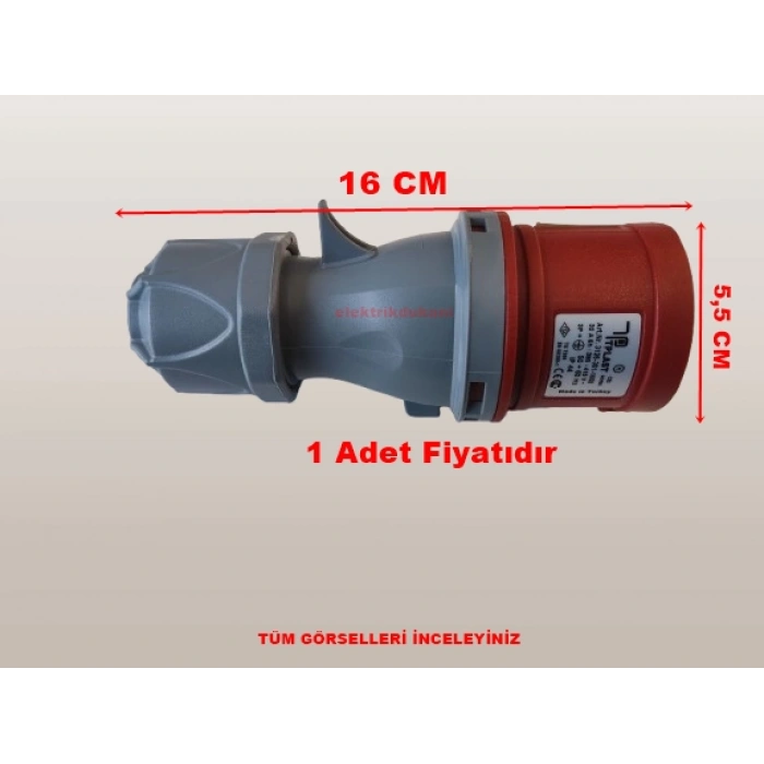 TPLAST 4x32A CEE Norm Sanayi Düz Trifaze Fiş
