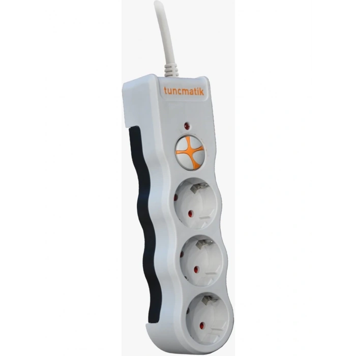 TUNÇMATİK Şok Akım Korumalı Üçlü Grup Priz 3Lü 1.5Mt Kablolu Anahtarlı (Üçlü 1.5 Metre)