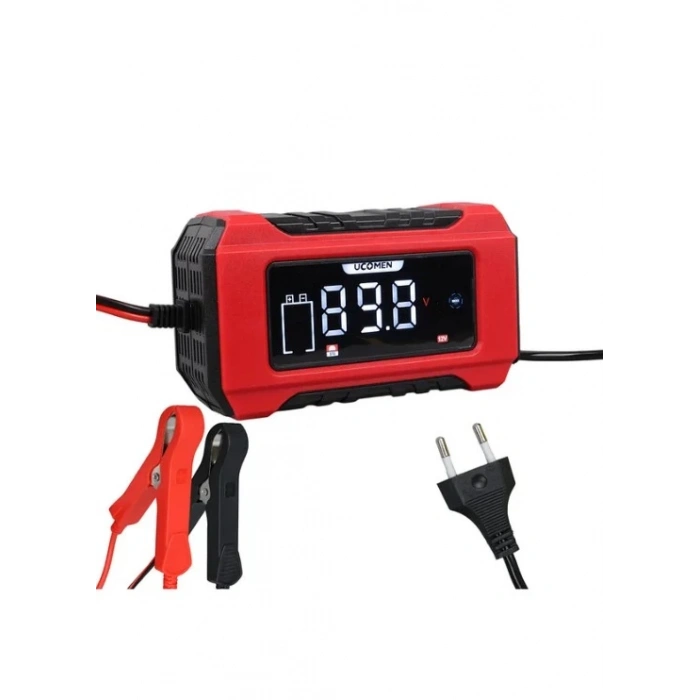 UCOMEN 12v Dc 6A Akıllı Akü Şarj Cihazı Dijital Ekran Aşırı Akım ve Akü Korumalı (12 Volt 6 Amper)