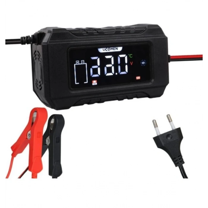 UCOMEN 12v Dc 6A Akıllı Akü Şarj Cihazı Dijital Ekran Aşırı Akım ve Akü Korumalı (12 Volt 6 Amper)
