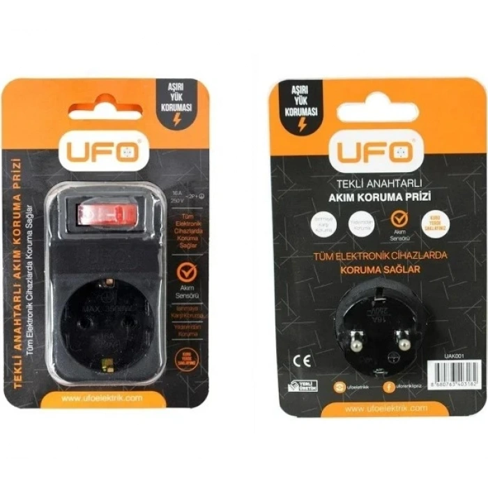 UFO Tekli Akım Korumalı Anahtarlı Priz