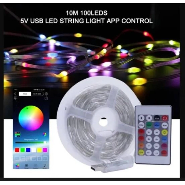 USB Girişli RGB Şerit Led Seti 10 mt IP 68 APP Kontrol Blue Tooth