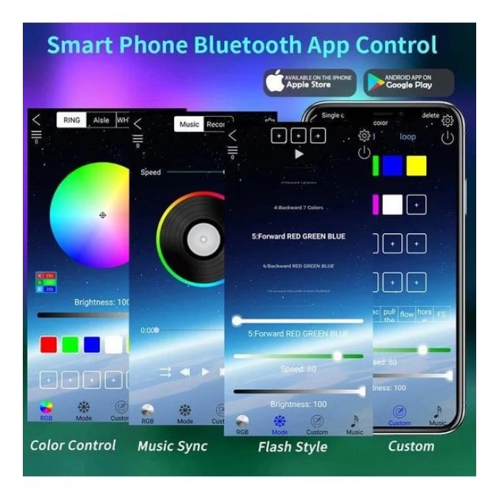 USB Girişli RGB Şerit Led Seti 10 mt IP 68 APP Kontrol Blue Tooth