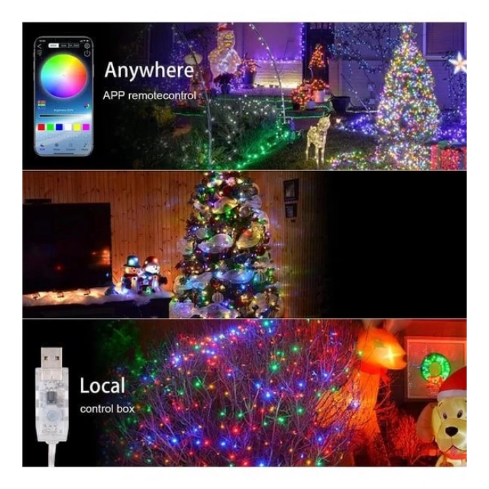 USB Girişli RGB Şerit Led Seti 10 mt IP 68 APP Kontrol Blue Tooth