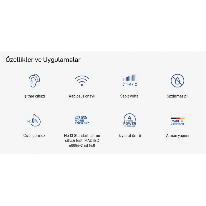 VARTA Kulaklık İşitme Cihazı Pili NO:13 1.45v 6lı Paket