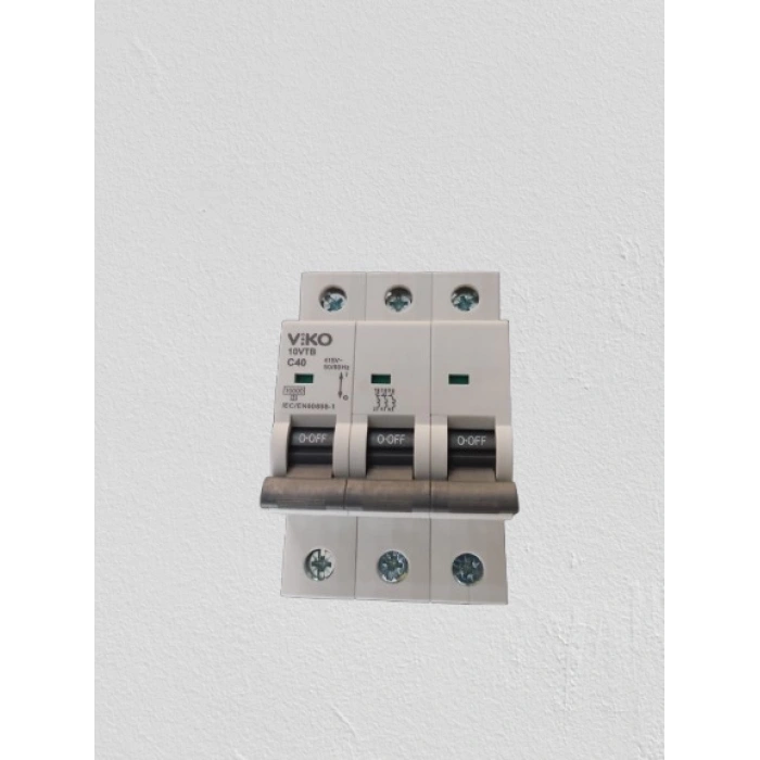 VİKO 3x40A W-OTOMAT C 10kA Trifaze Üç Fazlı W Otomat Sanayi Tip Sigorta 40 Amper 10 Kilo Amper