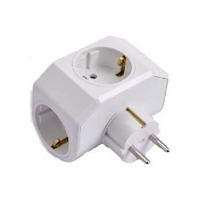 VİKO Yonca Plus Topraklı Üçlü Grup Fiş Priz BEYAZ