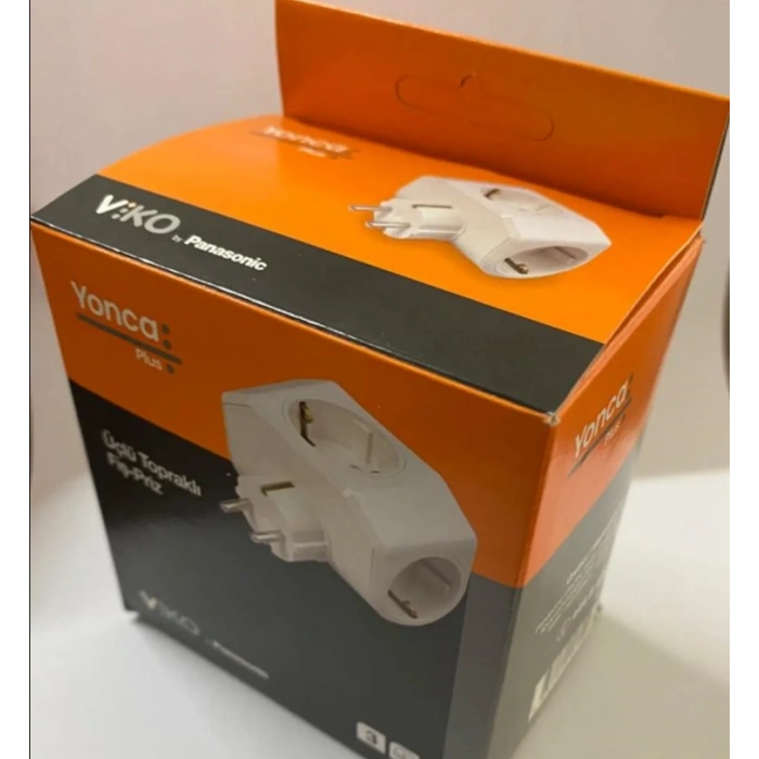 VİKO Yonca Plus Topraklı Üçlü Grup Fiş Priz BEYAZ