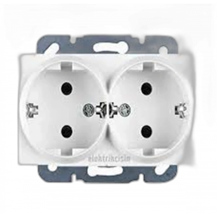 VİKO Karre BEYAZ Sıva Altı İkili Topraklı Priz (Çerçevesiz)