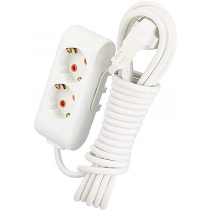 VİKO Multilet İkili 2mt Kablolu BEYAZ Grup Priz 2li Ara Kablo Topraklı Klemensli