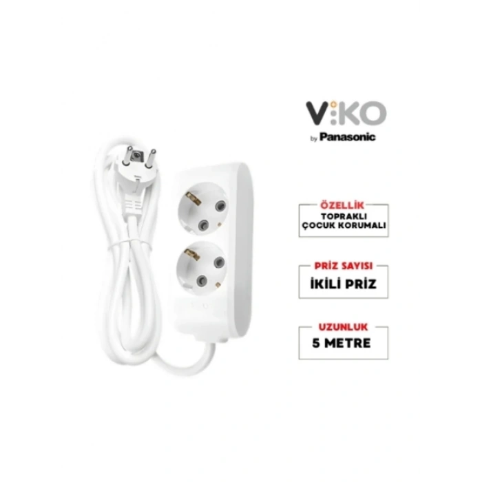 VİKO MULTİLET İKİLİ 5MT GRUP PRİZ TOPRAKLI