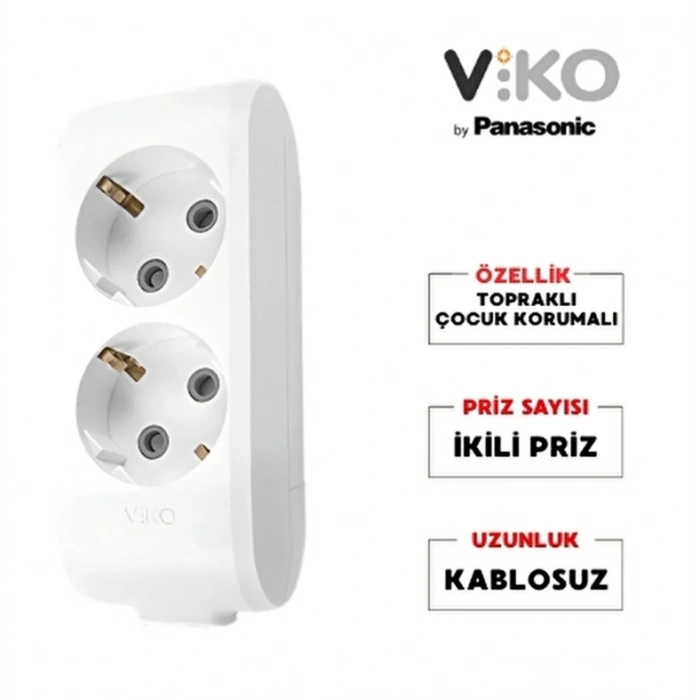 VİKO Multilet İkili Grup Priz Topraklı Klemensli (Kablosuz)