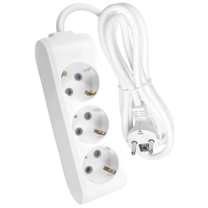 VİKO Multilet Üçlü 5mt Kablolu BEYAZ Grup Priz 3lü 5 Metre Ara Kablo Topraklı Klemensli