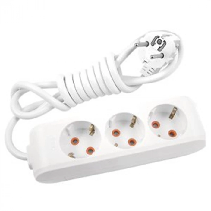 VİKO Multilet Üçlü 5mt Kablolu BEYAZ Grup Priz 3lü 5 Metre Ara Kablo Topraklı Klemensli
