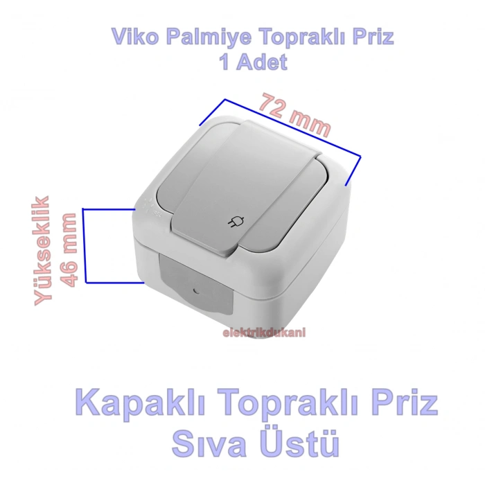 VİKO Palmiye Nemliyer Kapaklı Topraklı Priz IP54