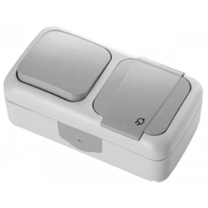 VİKO Palmiye Nemliyer Kombine Anahtar - Topraklı Priz IP54