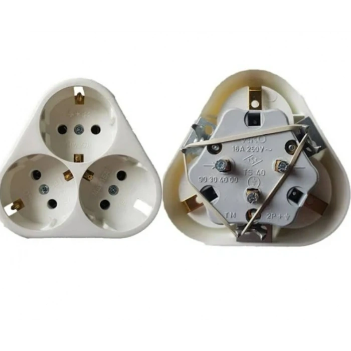 VİKO Yonca Sıva Altı Topralı Üçlü Priz Beyaz