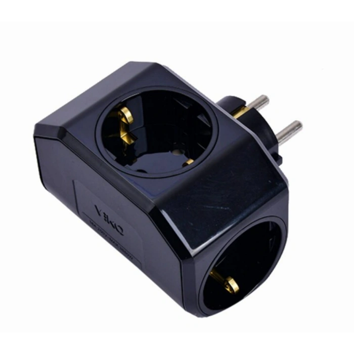 VİKO Yonca Plus Topraklı Üçlü Grup Fiş Priz SİYAH