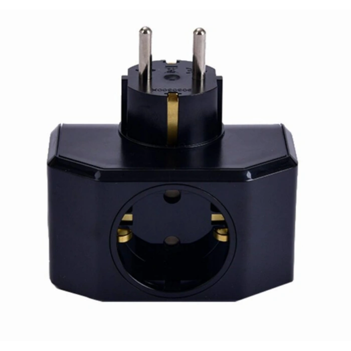 VİKO Yonca Plus Topraklı Üçlü Grup Fiş Priz SİYAH