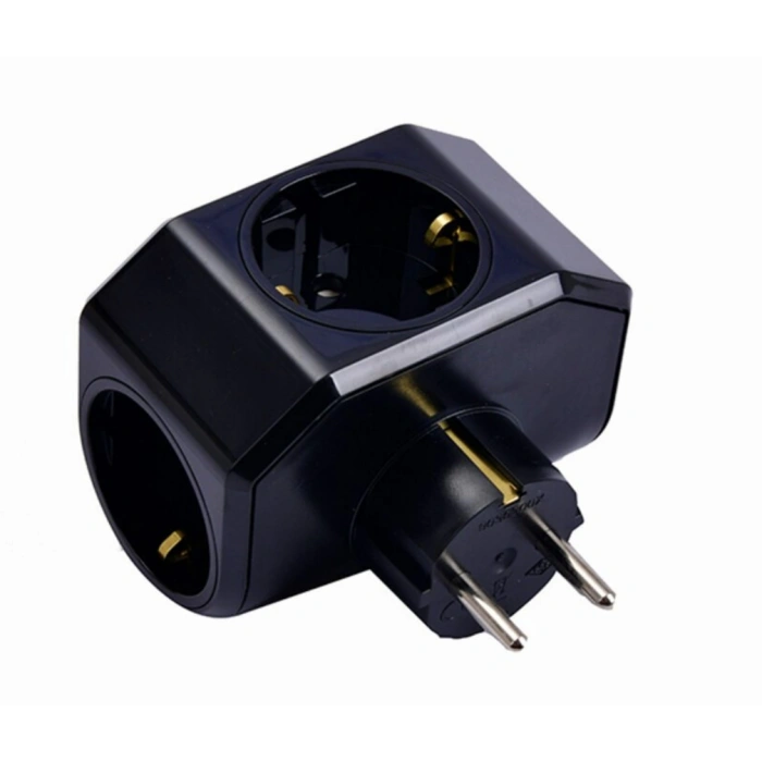 VİKO Yonca Plus Topraklı Üçlü Grup Fiş Priz SİYAH