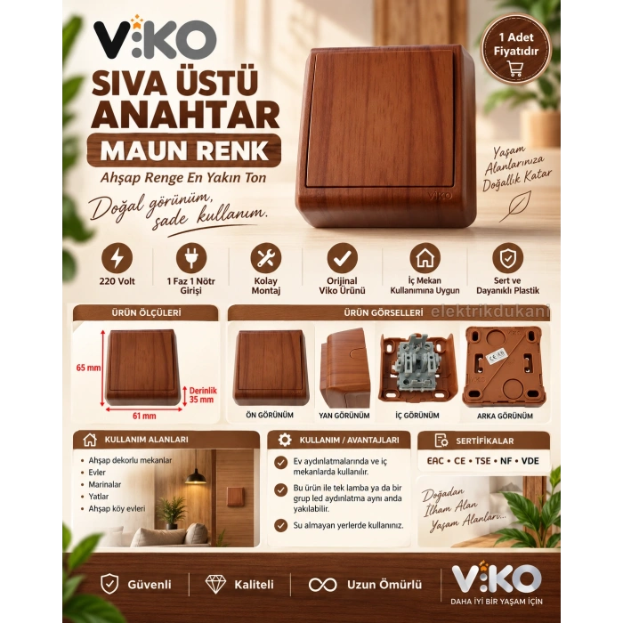 VİKO VERA MAUN SIVA ÜSTÜ ANAHTAR