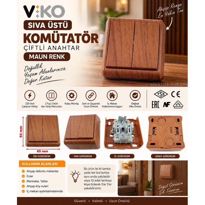 VİKO VERA MAUN SIVA ÜSTÜ KOMÜTATÖR