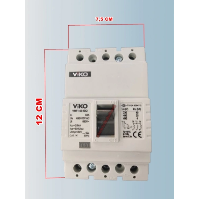 VİKO VMF1-63  3x63A Sabit Termik Kompakt Şalter 25kA