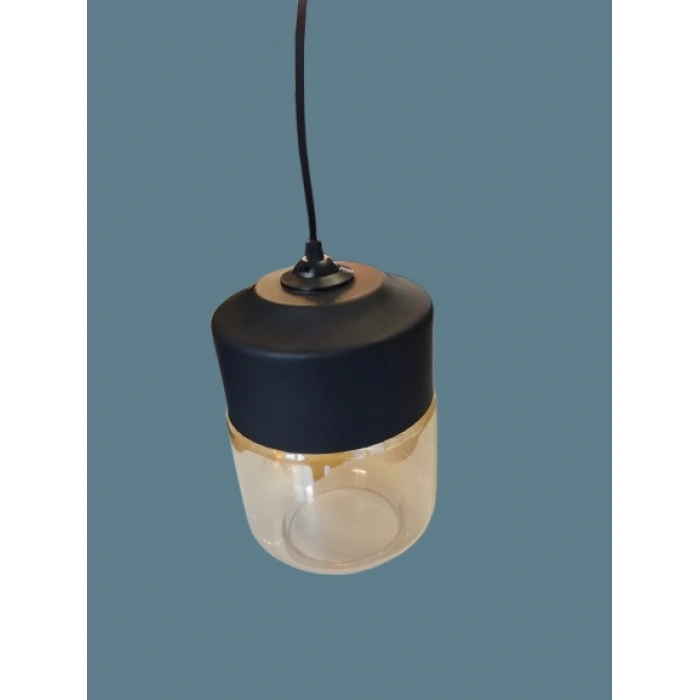 VİTO RAİNA ART BÜYÜK SİYAH AMBER E-27 CAM TEKLİ AVİZE