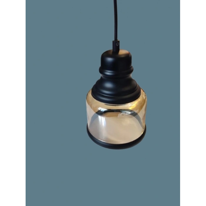 VİTO RAİNA ART KÜÇÜK SİYAH AMBER E-27 CAM TEKLİ AVİZE
