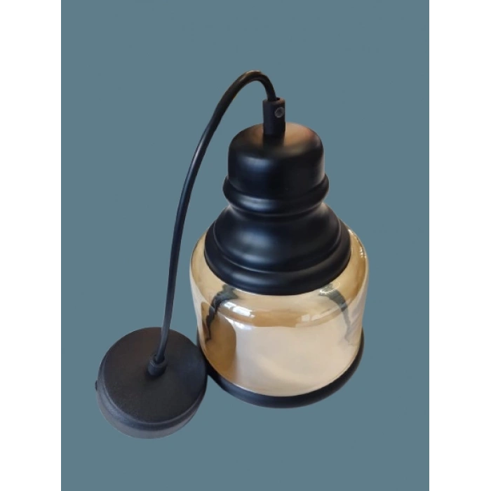 VİTO RAİNA ART KÜÇÜK SİYAH AMBER E-27 CAM TEKLİ AVİZE