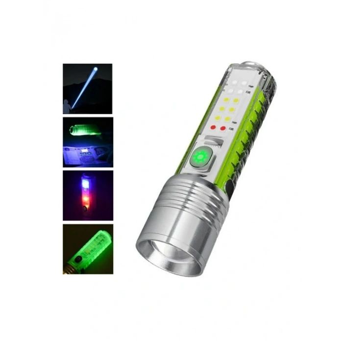 WATTON Şarjlı Yeni Nesil El Feneri 3 Kademeli Zumlu 8 Fonksiyonlu (TYP-C Şarjlı Mıknatıslı Suya Dayanıklı Şık Fener)