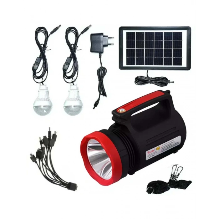 WATTON Solar 4V 5A Ledli El Feneri Lamba Seti Güneş Panelli 2 Ampullü