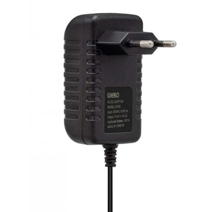 WEKO 14.4V Dc 1A Li-On Şarjlı Matkap ve Şarjlı Süpürge Şarj Aleti (5.5x2.5 Jaklı +Krokodilli 14.4 Volt 1 Amper 1000 mA)