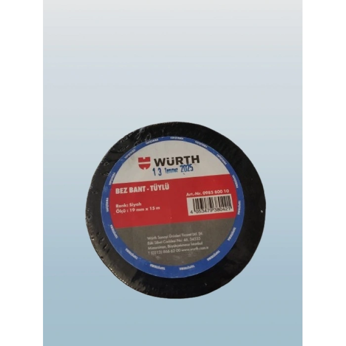 WÜRTH 19mm 15mt Tüylü Bez Yapışkan İzole Bant SİYAH
