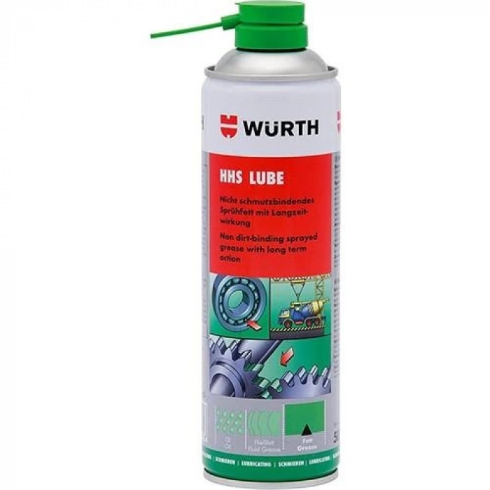 WÜRTH HHS Sprey Sıvı Gres Dişli Yağlama HHS 500ml LUBE (Suya ve Toza Dayanıklı)