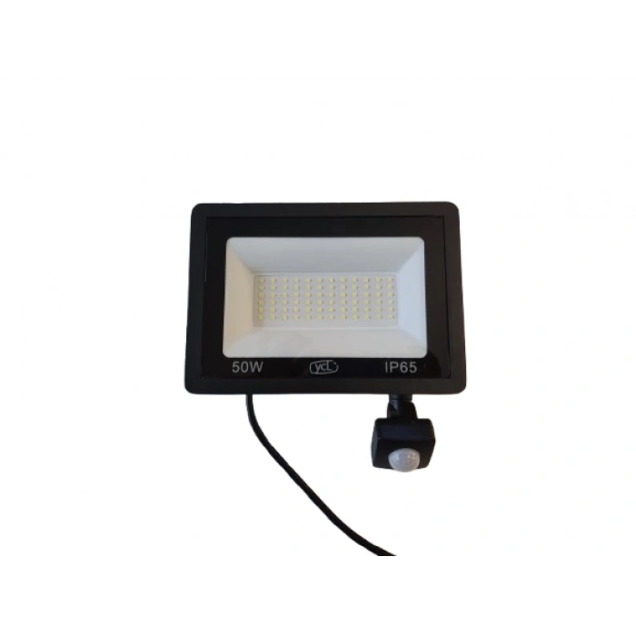 YCL 220v 50w Hareket Sensörlü Led Projektör 6500K Beyaz Işık IP65