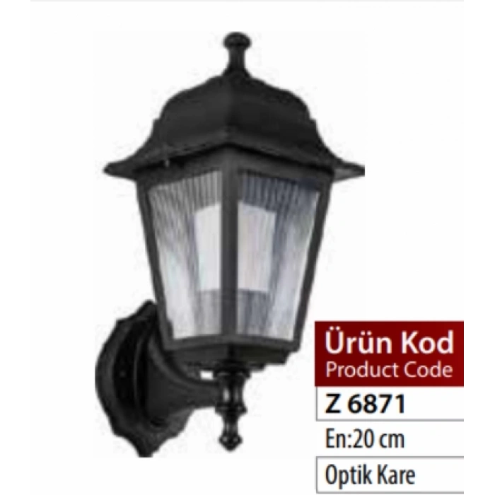 ZERPA Kare Duvar Aplik SİYAH Bahçe Armatür ABS Plastik E-27 Duylu IP54