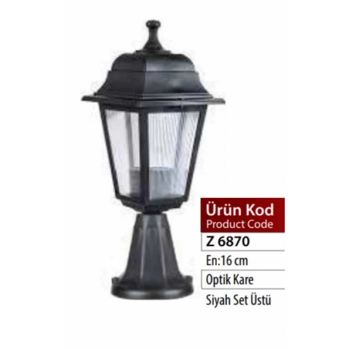 ZERPA Kare Duvar Set Üstü SİYAH Bahçe Armatür ABS Plastik E-27 Duylu IP54