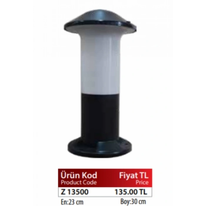 ZERPA Mantar Set Üstü Aplik BEYAZ Bahçe Armatür ABS Plastik E-27 Duylu IP45