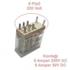 TRON 220v AC 8 Pinli Röle 2 Açık 2 Kapalı Kontaklı 8 Amper (Bobin 220 Volt 8 Kalın Soket Ayaklı Role)