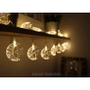 Pilli 1.5mt Hilal Yıldız Motifli Süsleme Ledi GÜNIŞIĞI Boncuk Led (2 Adet AA Pil İle Çalışır Piller Hariç)
