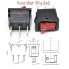 ENDER Işıklı KIRMIZI Mini Anahtar 3 Ayaklı 10A 220v IP40 (19x17mm Derinlik 20mm Dikdörtgen)