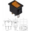 ENDER Işıklı SARI Mini Anahtar 3 Ayaklı 10A 220v IP40 (19x17mm Derinlik 20mm Dikdörtgen)