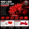 BONCUK İp 220v Süsleme Ledi 6 Modlu KIRMIZI 10mt Dış Mekan 100lü Süsleme Ledi IP55 Şeffaf Kablo
