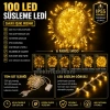 BONCUK İp 220v Süsleme Ledi 6 Modlu SARI Işık 10mt Dış Mekan 100lü Süsleme Ledi IP55 Şeffaf Kablo