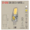 CATA 12v 3w Cop Ledli Kapsül Ampul G4 Duylu 3200K Günışığı (30w Işık Verir)