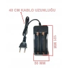 İkili 2li 2x18650 3.7V Li-On Pil Şarj Aleti Kablolu 220v Fişli Kablolu