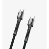 LİNKtech TYPE-C / TYPE-C 1m İp Örgülü Şarj Data Kablosu 60W 3A Siyah/Beyaz (USB-C / USB-C)