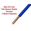ÖZNUR 2.5mm MAVİ NYA Elektrik Tesisat Kablosu (Tek Damar)